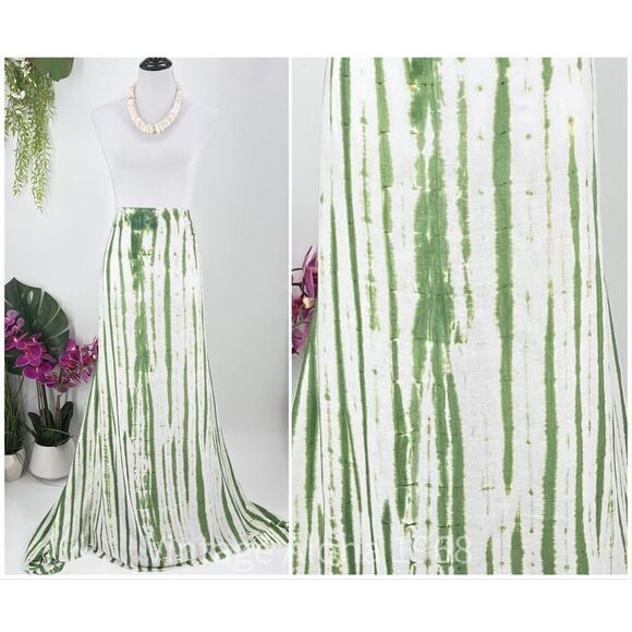Green/White Tie Dye Tropical MAXI SARONG Kīkepa Pareo Beach Wrap Skirt - Picture 2 of 4